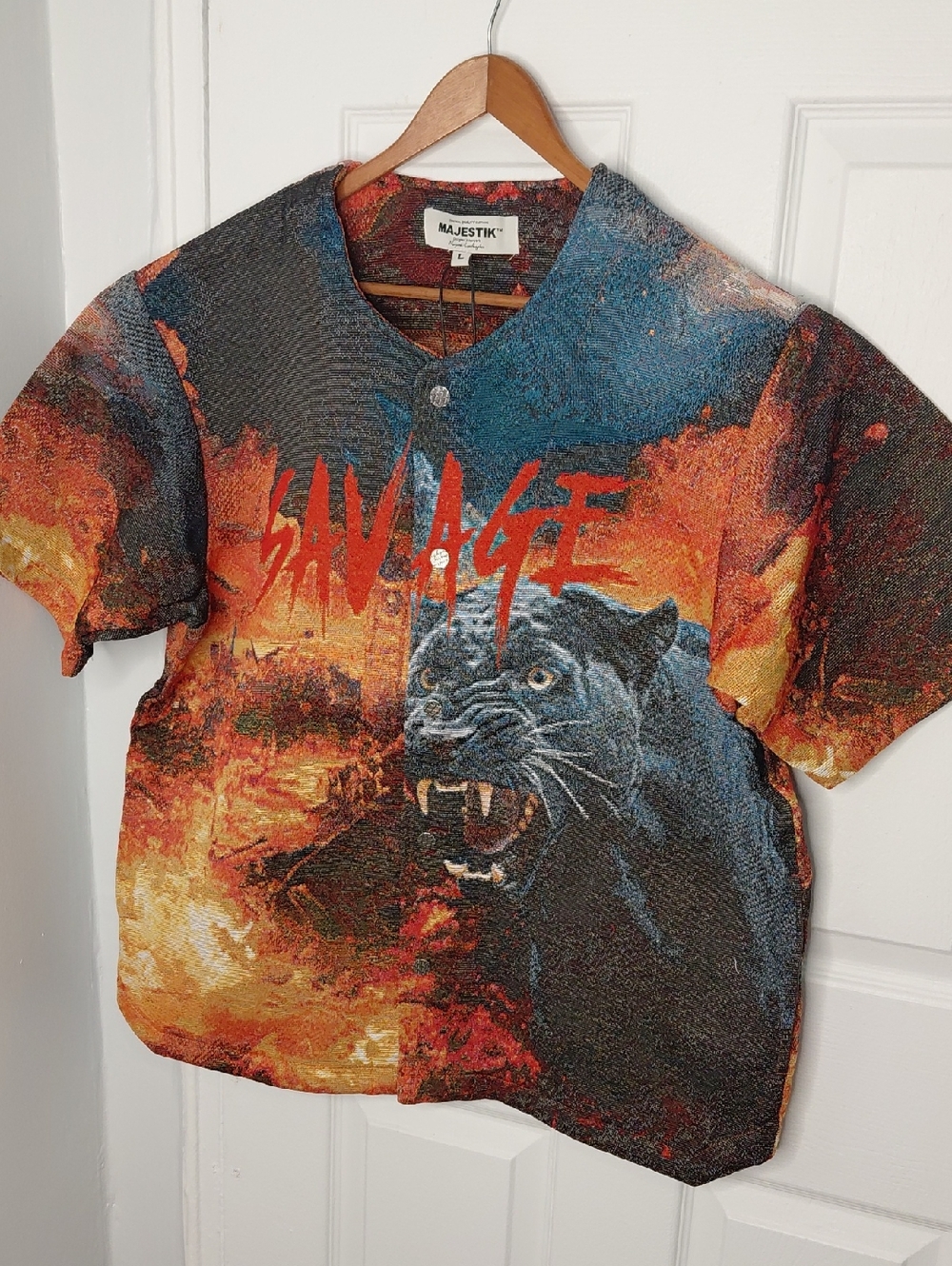 Majestik "Savage" Panther Graphic Tee - Orange/Black